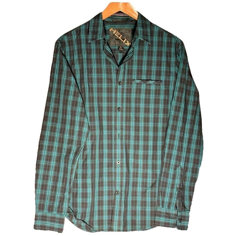 Helix Plaid‎ Long Sleeve Shirt Men's Size S Button Up Modern Fit